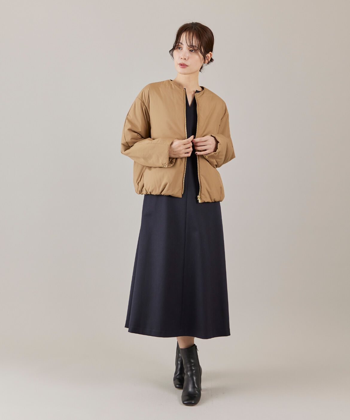 INED「《大きいサイズ》キーネックワンピース　」|ワンピース|