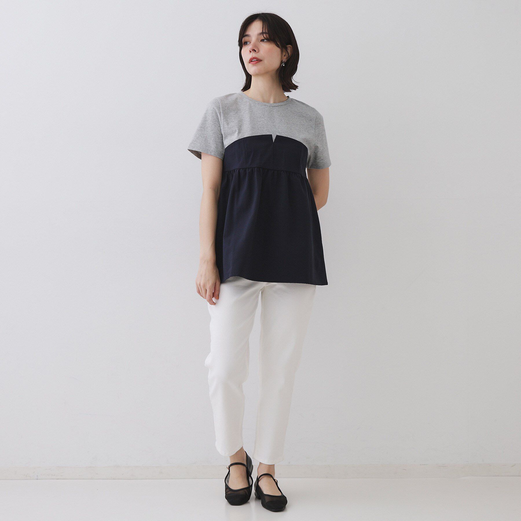 OPAQUE.CLIP「配色ビスチェドッキングカットソー【洗濯機洗い可】」|Tシャツ・カットソー|