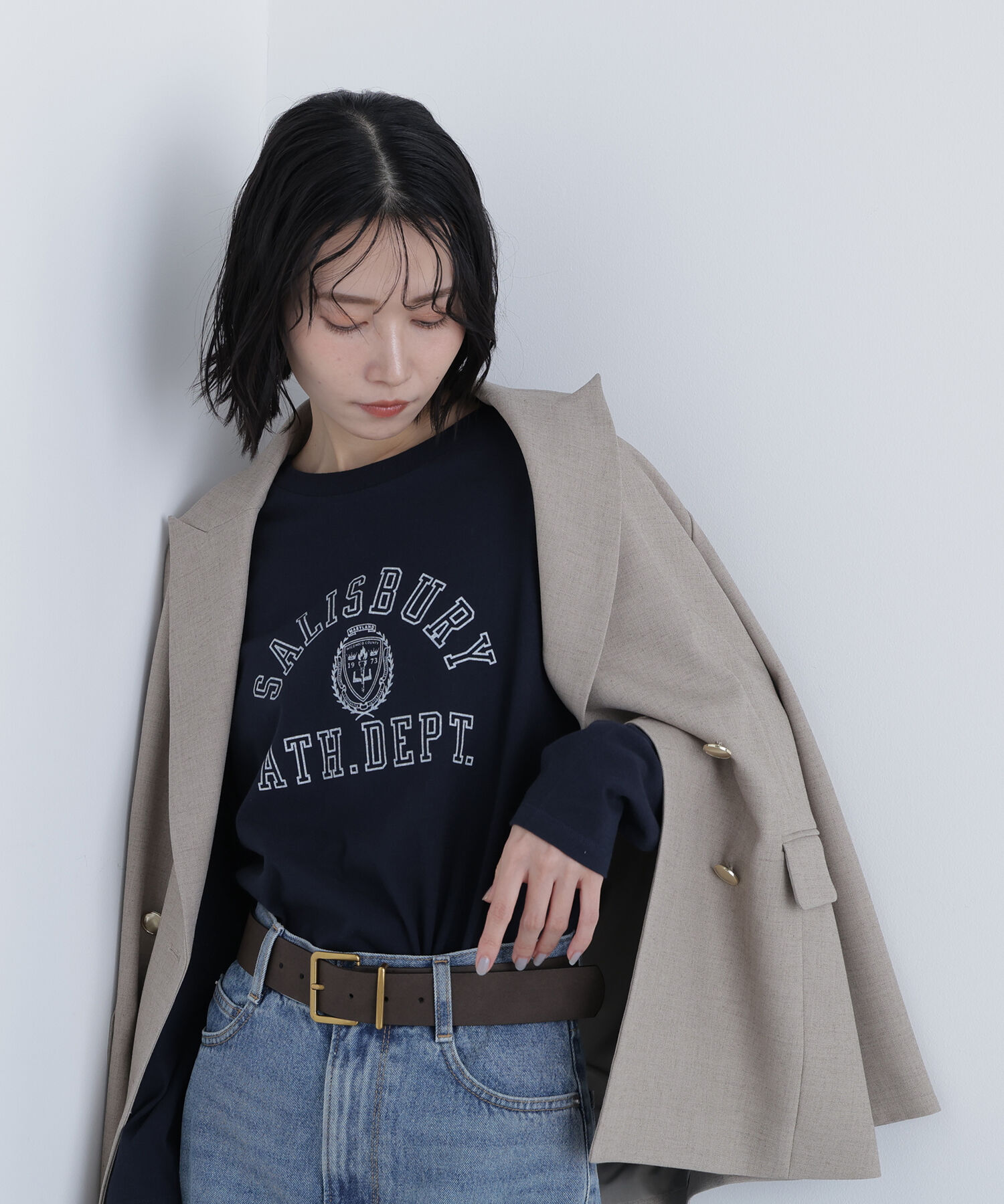  「〈N.〉カレッジロゴロンＴ」|Tシャツ・カットソー|ネイビー