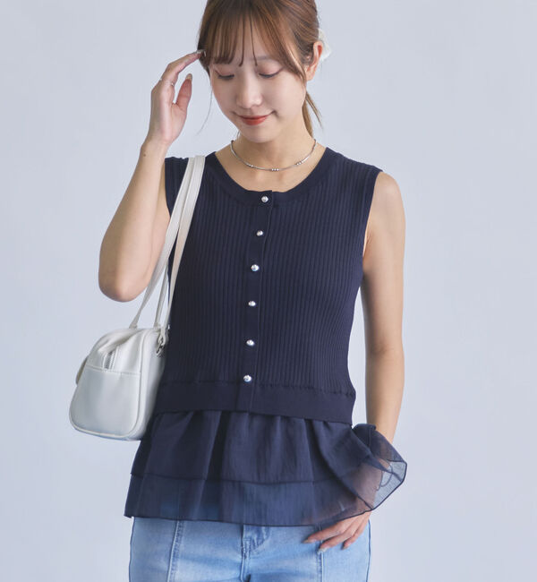 archives「【ＯＮかわ】フリルドッキングノースリニットＰＯ」|ニット・セーター|NAVY