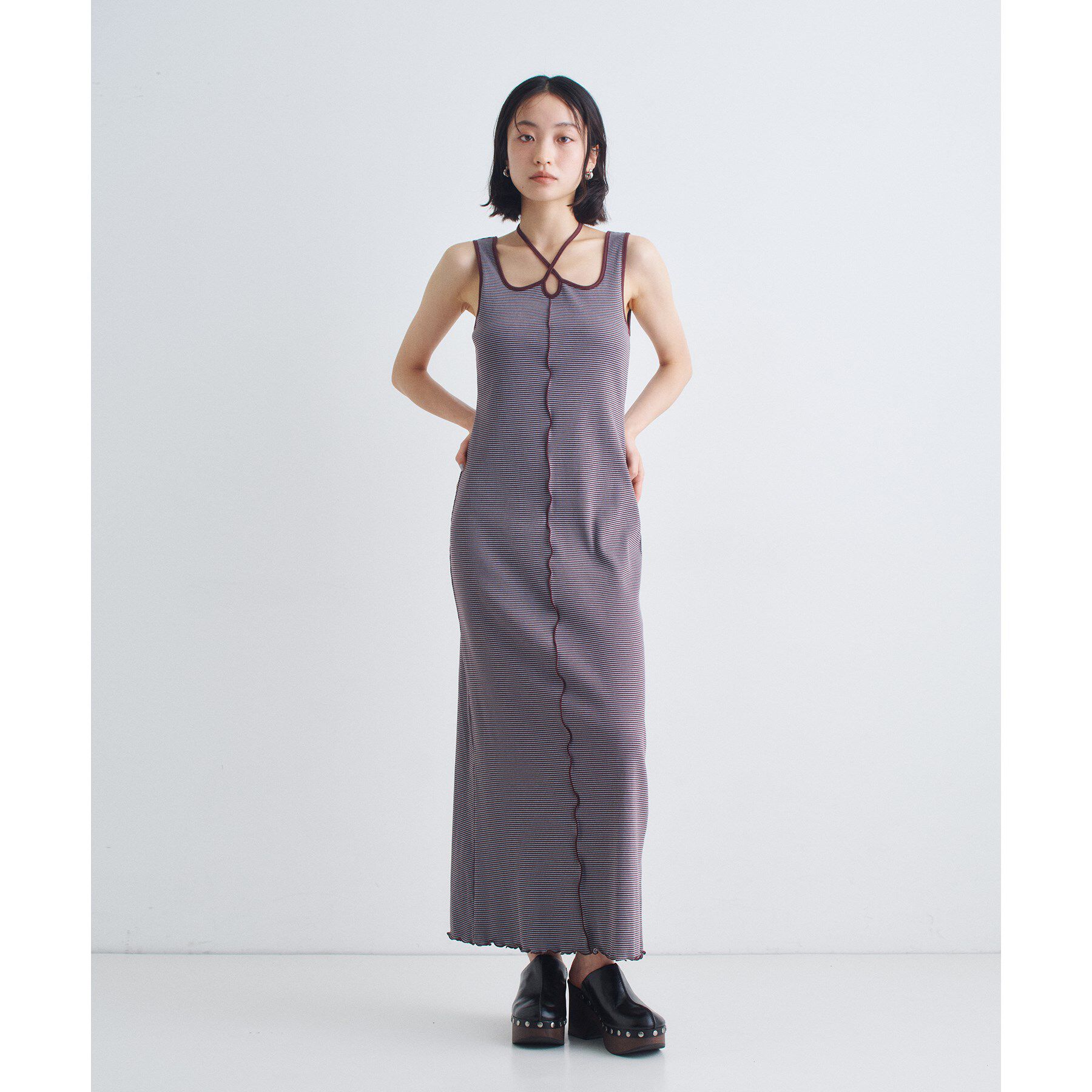 CODE A「【Cup-in】chic border jersey dress」|ワンピース|