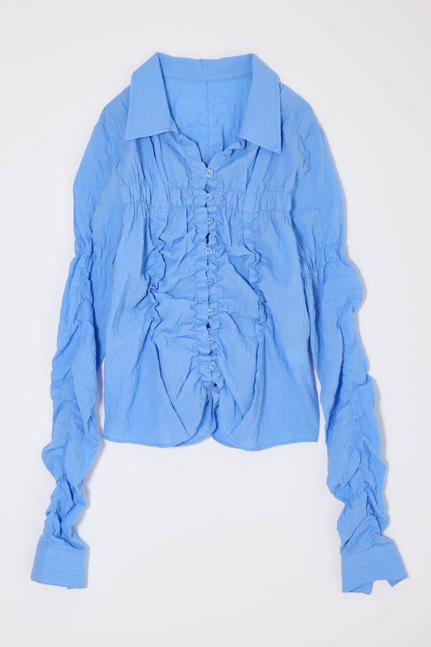 MOUSSY「BUTTON UP SHIRRING シャツ」|シャツ・ブラウス|