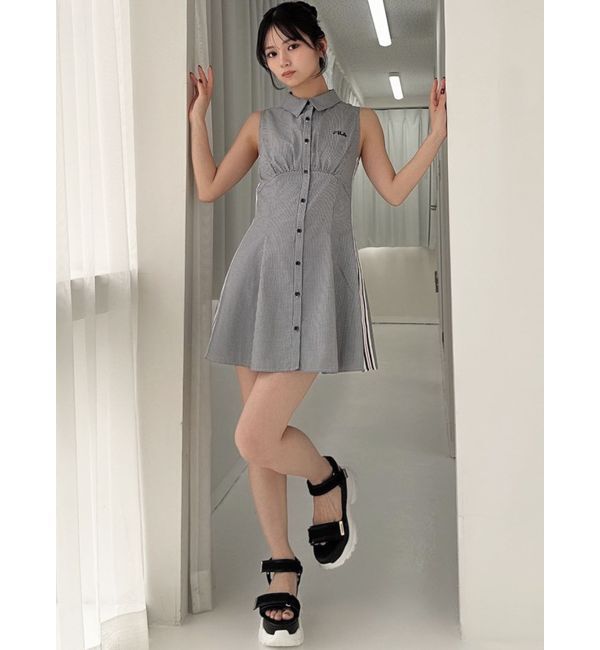 RESEXXY「【FILA】サイドラインシャツワンピース」|ワンピース|