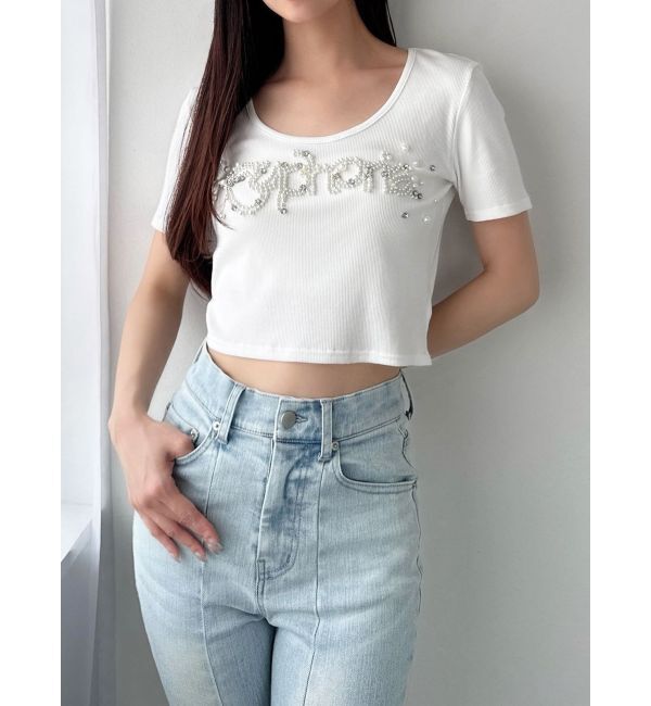 RESEXXY「デコラティブクロップドTシャツ」|Tシャツ・カットソー|ホワイト