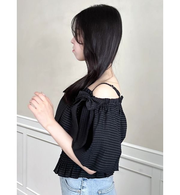dazzlin「【WEB限定】ラインリボンシャーリングブラウス」|シャツ・ブラウス|