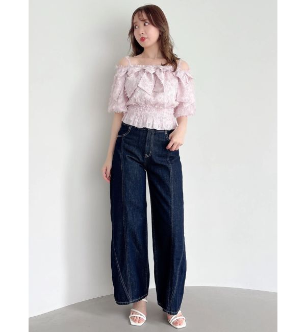 dazzlin「【WEB限定】ラインリボンシャーリングブラウス」|シャツ・ブラウス|