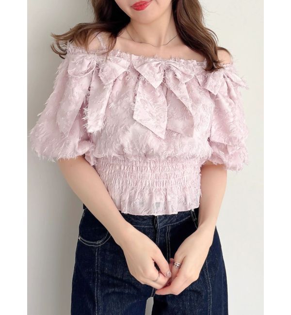 dazzlin「【WEB限定】ラインリボンシャーリングブラウス」|シャツ・ブラウス|