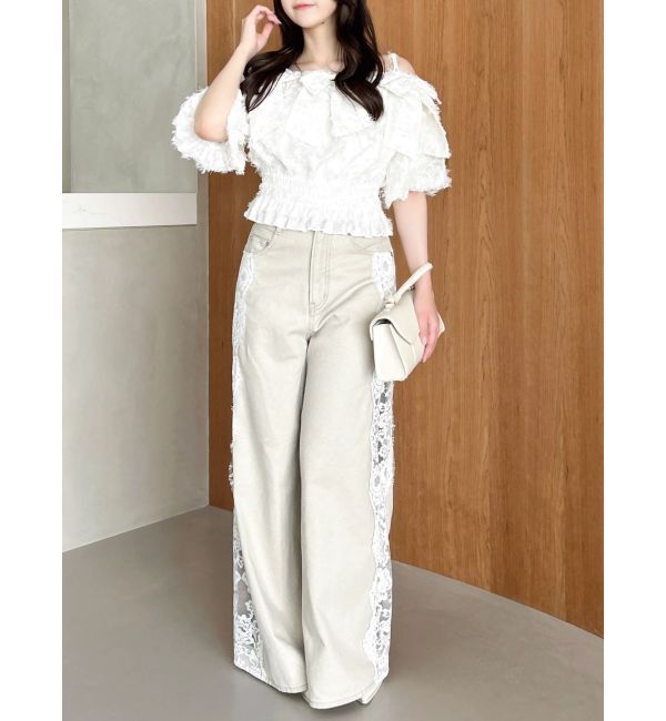 dazzlin「【WEB限定】ラインリボンシャーリングブラウス」|シャツ・ブラウス|