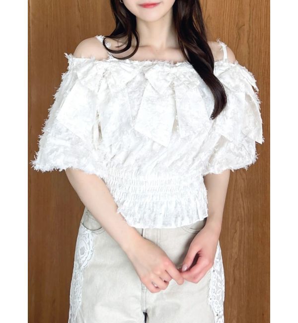 dazzlin「【WEB限定】ラインリボンシャーリングブラウス」|シャツ・ブラウス|