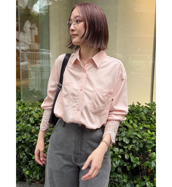 LAGUNAMOON「【WEB限定】レースカフスシャツ」|シャツ・ブラウス|ピンク