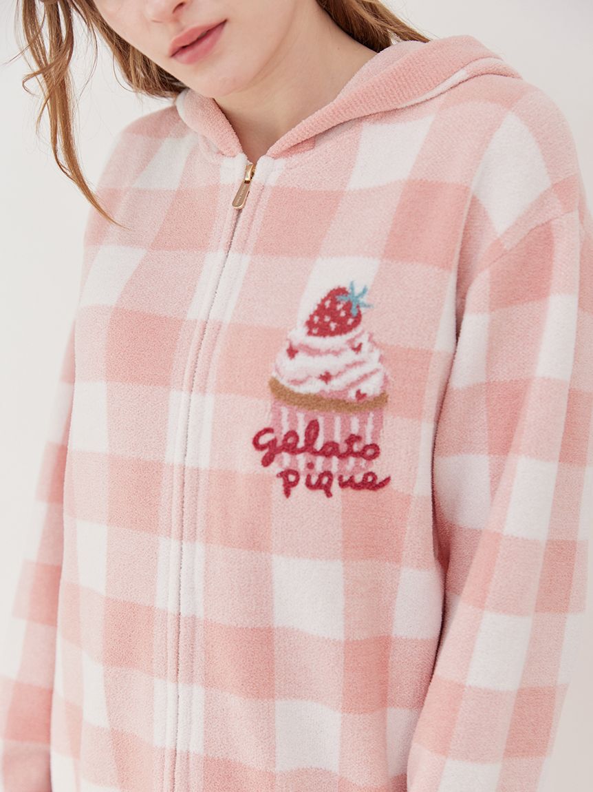 gelato pique「エアリーモコギンガムチェック柄パーカ」|ルームウェア|
