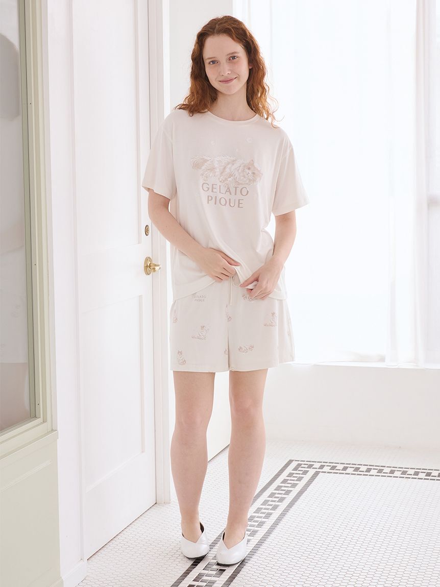 gelato pique「【抗菌防臭】バスタイムCAT柄ショートパンツ」|ルームウェア|