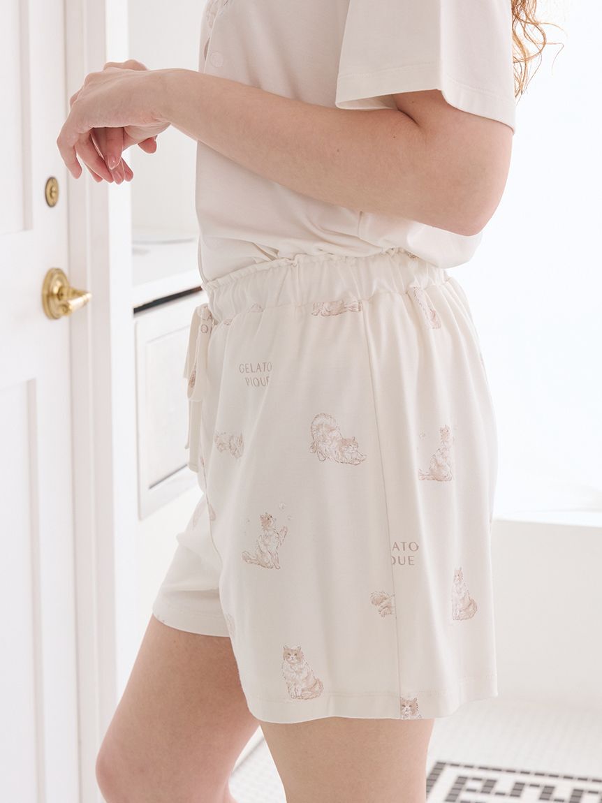 gelato pique「【抗菌防臭】バスタイムCAT柄ショートパンツ」|ルームウェア|