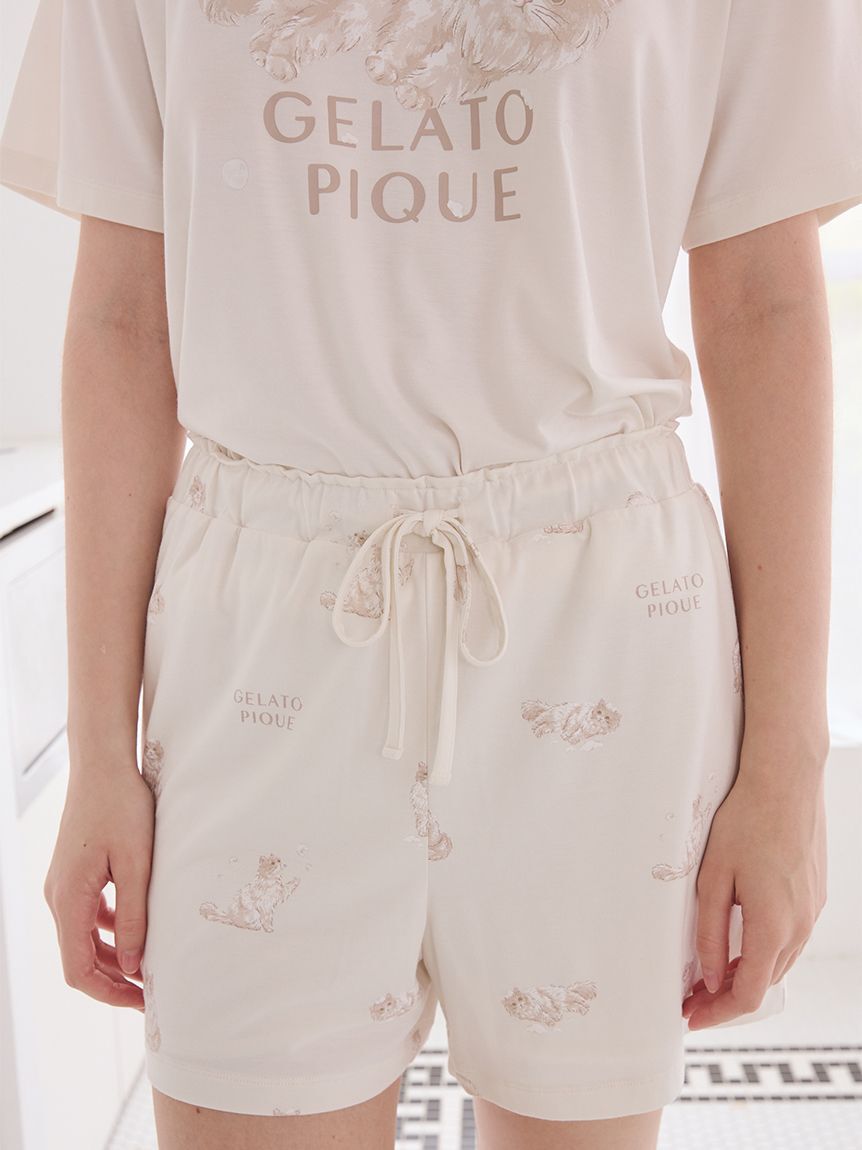 gelato pique「【抗菌防臭】バスタイムCAT柄ショートパンツ」|ルームウェア|