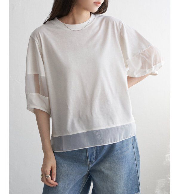 VENCE share style「袖オーガンジー切り替えプルオーバー」|その他|
