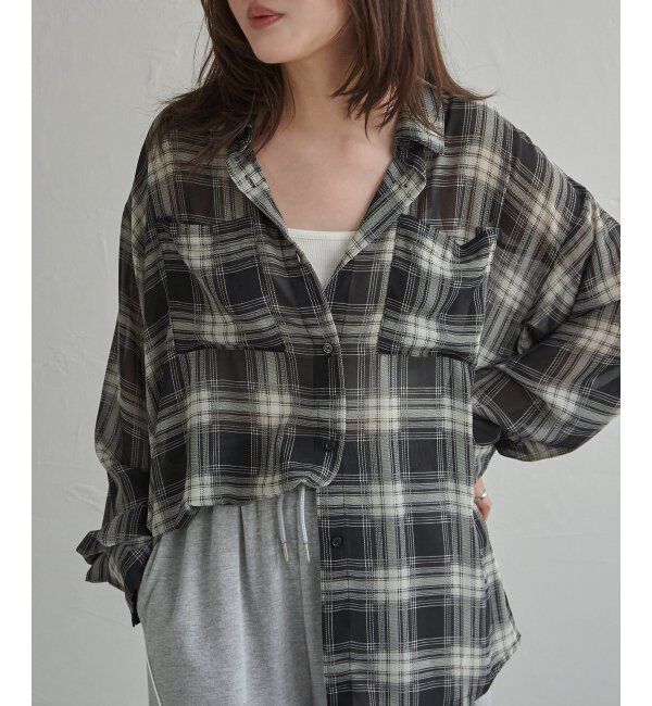 VENCE share style「シアーオンブレチェックオーバーシャツ」|シャツ・ブラウス|
