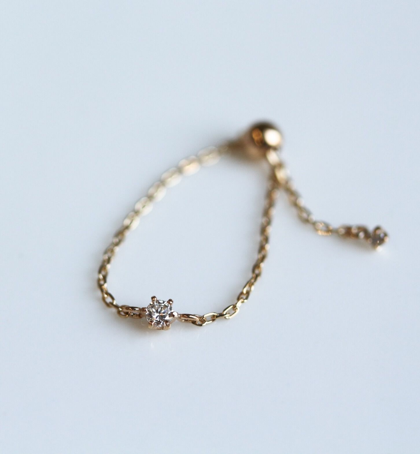  「ダイヤモンド 0.04ct チェーンリング | K10YG 【WEB/ランドマーク店限定】」|リング|