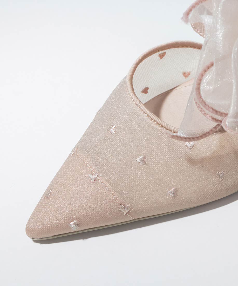  「シフォンリボンハートミュールパンプス」|パンプス|