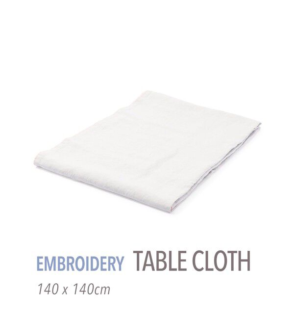 TOMORROWLAND HOME「プレーンリネン テーブルクロス エンブロイダリー（140cm X 140cm）」|食器・キッチングッズ|13 ライトグレー