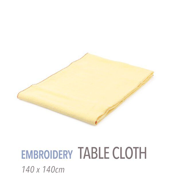 TOMORROWLAND HOME「プレーンリネン テーブルクロス エンブロイダリー（140cm X 140cm）」|食器・キッチングッズ|23 イエロー