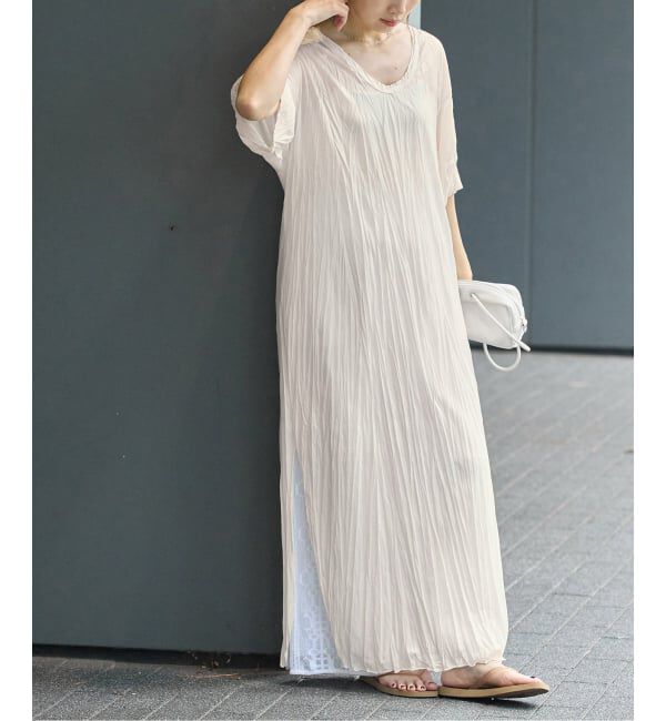 IENA「5-knot/ファイブノット CRINKLE-FIN LONG TUNIC ワンピース 5KIE-CRCL-0002」|ワンピース|ナチュラル