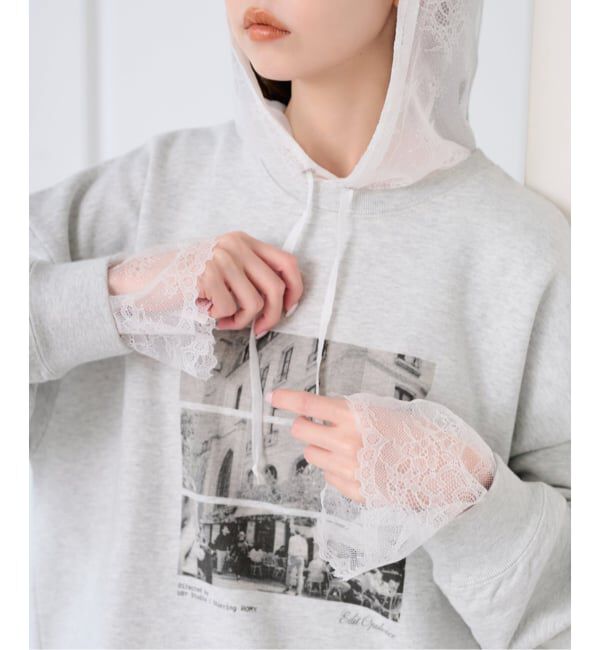 U by SPICK&SPAN「《予約》ARCHIVE STANCE/アーカイブスタンス lace hoodie」|シャツ・ブラウス|