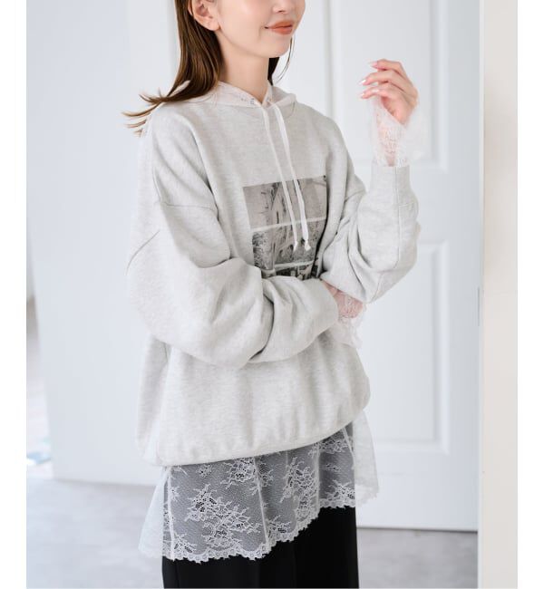 U by SPICK&SPAN「《予約》ARCHIVE STANCE/アーカイブスタンス lace hoodie」|シャツ・ブラウス|
