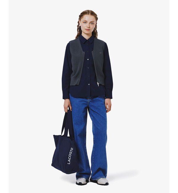 LACOSTE「リボンディテール ストレッチロングスリーブシャツ」|シャツ・ブラウス|