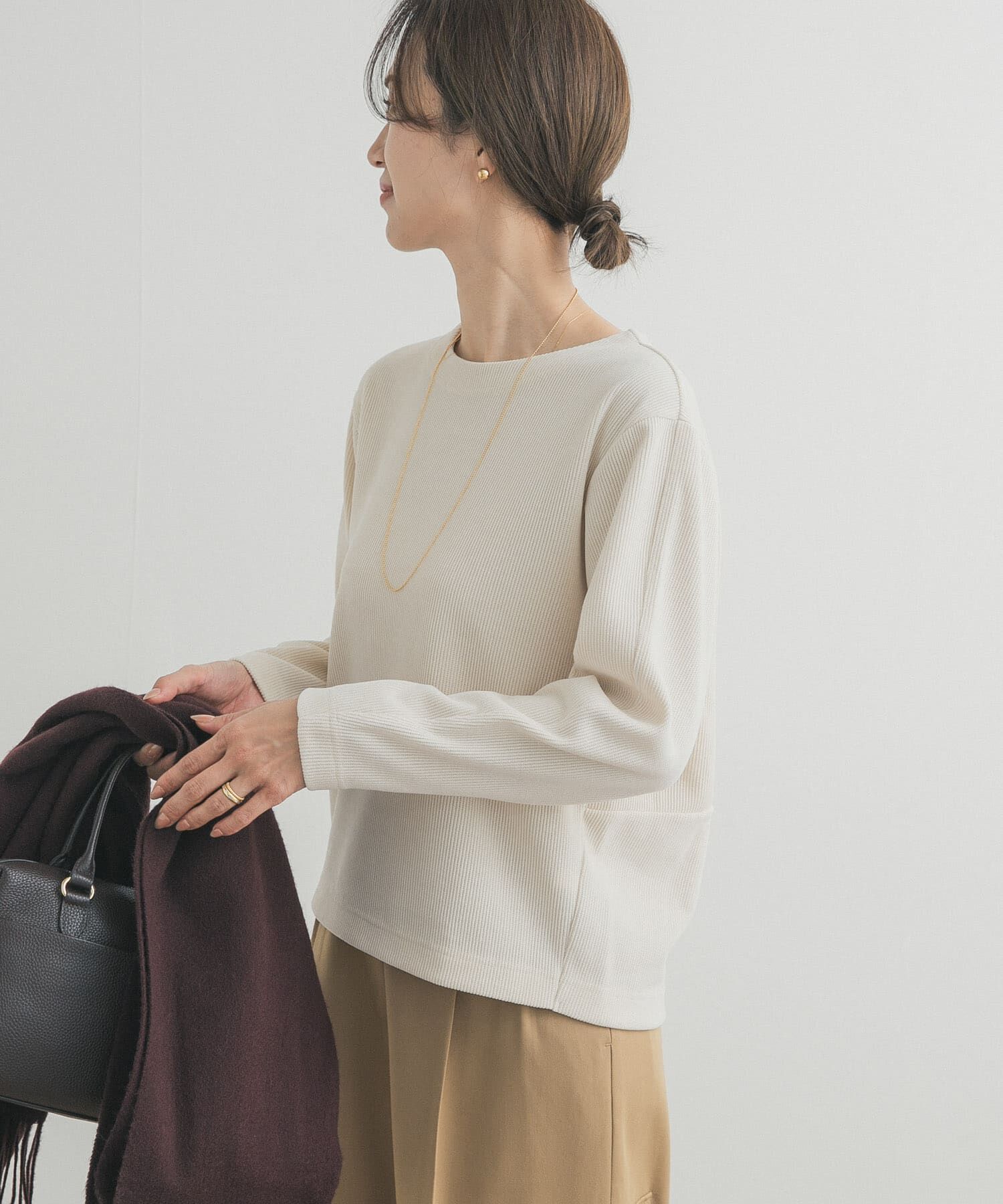 URBAN RESEARCH DOORS「Wフェイスモールコクーンプルオーバー」|Tシャツ・カットソー|ナチュラル