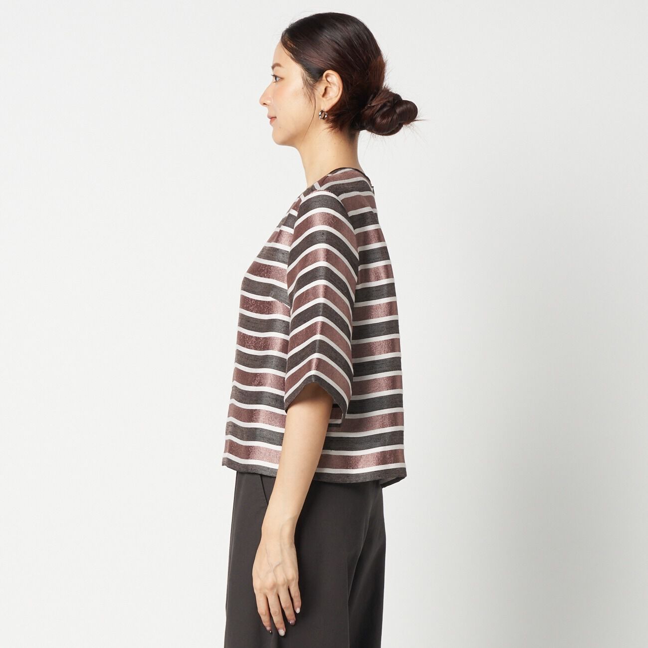 HELIOPOLE「HELIOPOLE GLITTER STRIPE TEE BLOUSE」|シャツ・ブラウス|