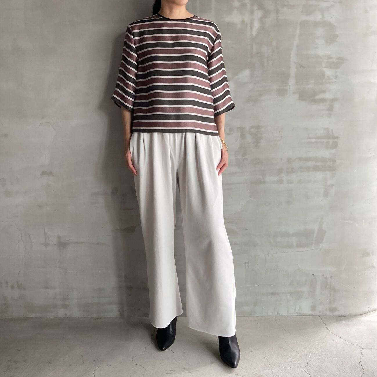 HELIOPOLE「HELIOPOLE GLITTER STRIPE TEE BLOUSE」|シャツ・ブラウス|