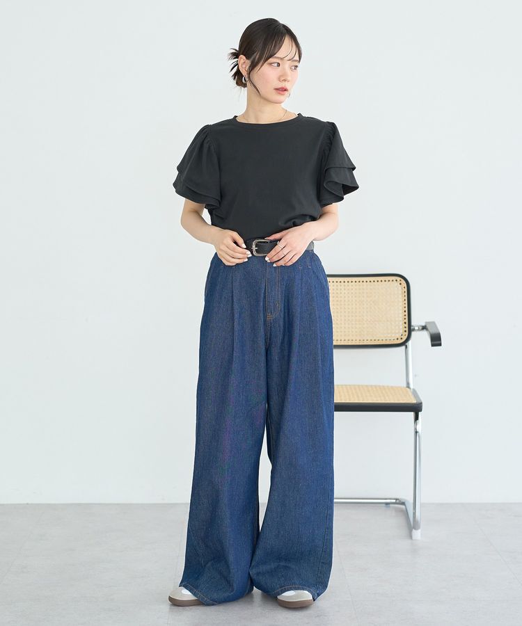 earth music&ecology「フリルスリーブプルオーバー」|Tシャツ・カットソー|