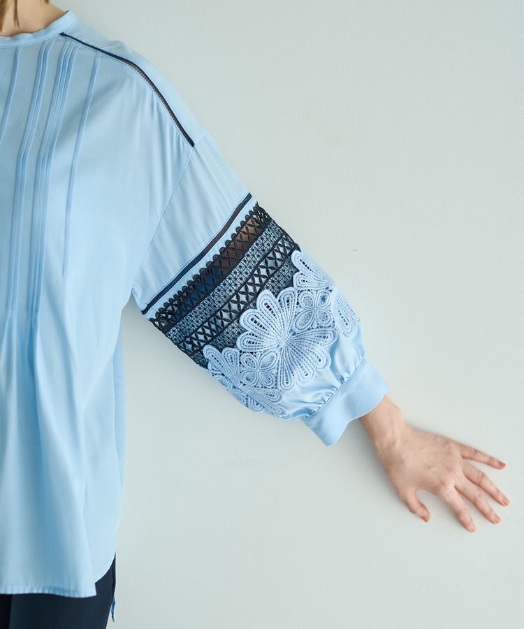 YECCA VECCA「レース切替スキッパーブラウス」|シャツ・ブラウス|
