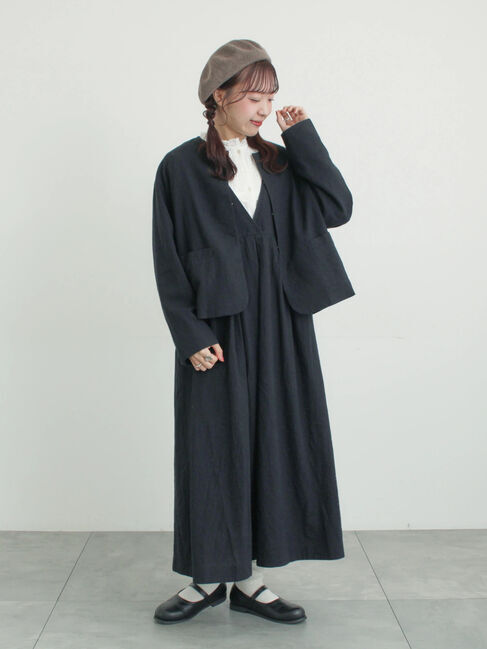 Samansa Mos2「【Cross&times;Linen】肩フリル前後2WAYジャンパースカート」|ワンピース|