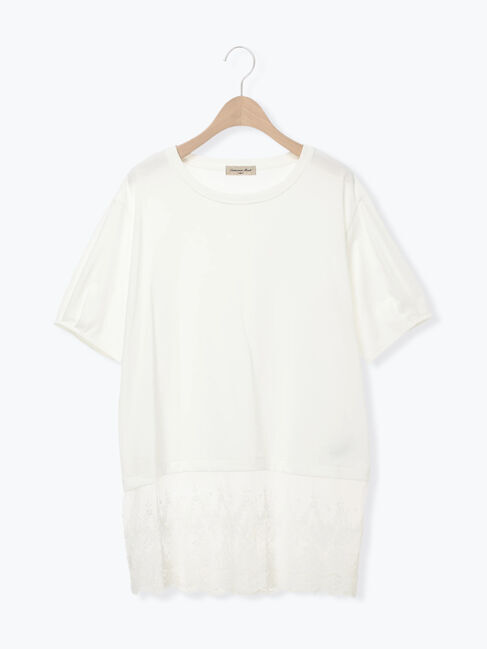 Samansa Mos2「◇【接触冷感】裾チュールチュニックTシャツ」|Tシャツ・カットソー|オフホワイト