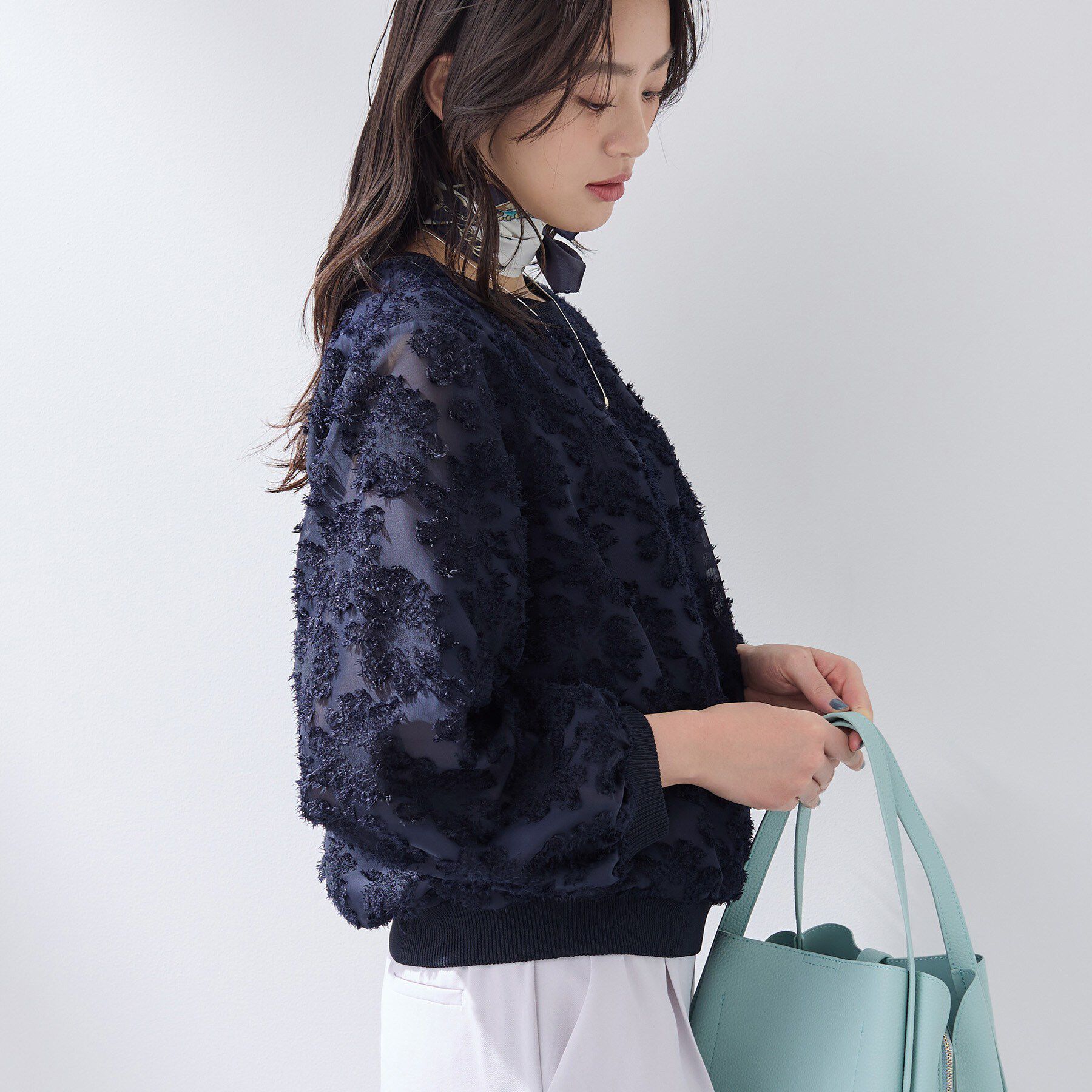 INDIVI「【華やか】シアージャカードブラウス」|シャツ・ブラウス|