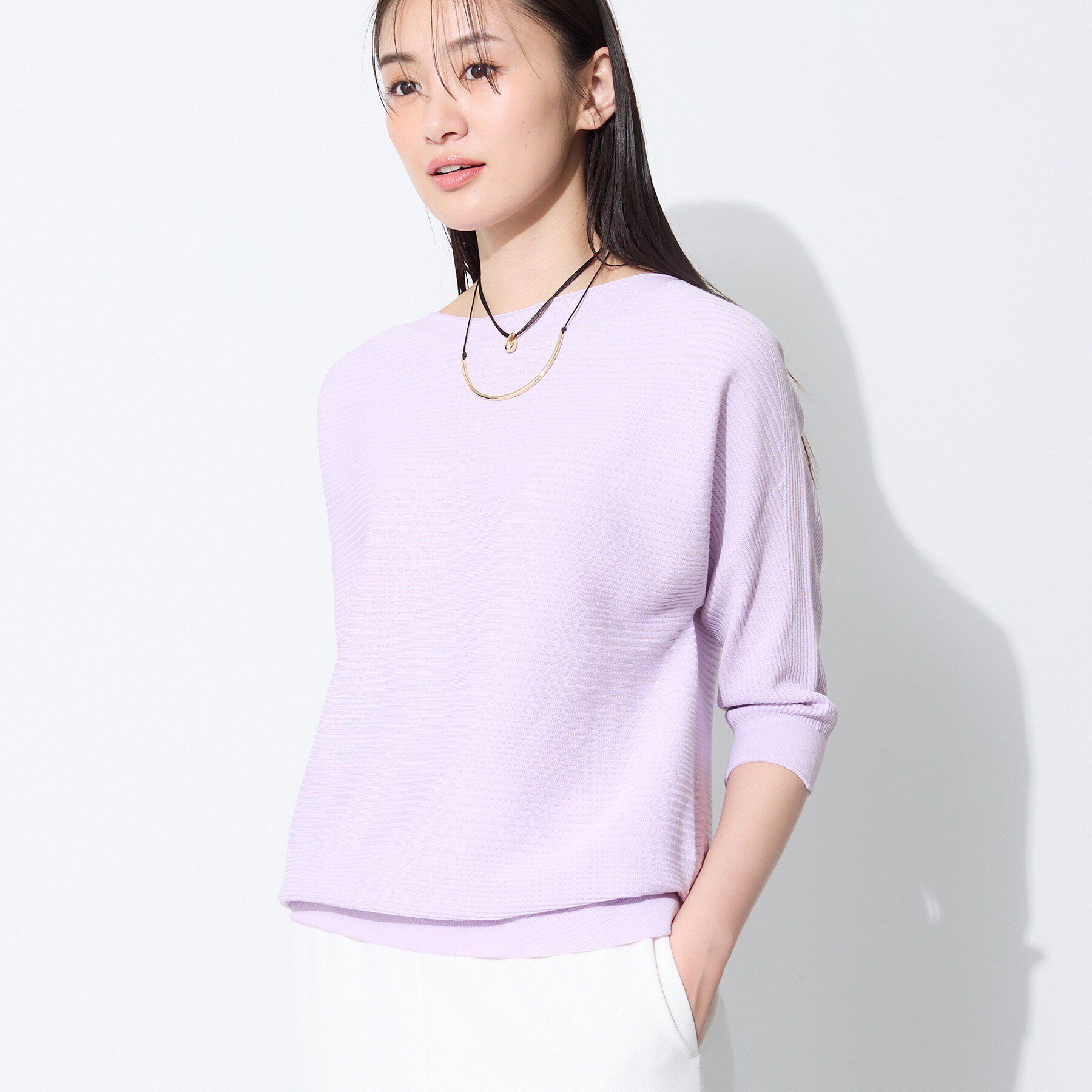 INDIVI「【体型カバー／洗える】ゆったり無縫製ニット」|ニット・セーター|