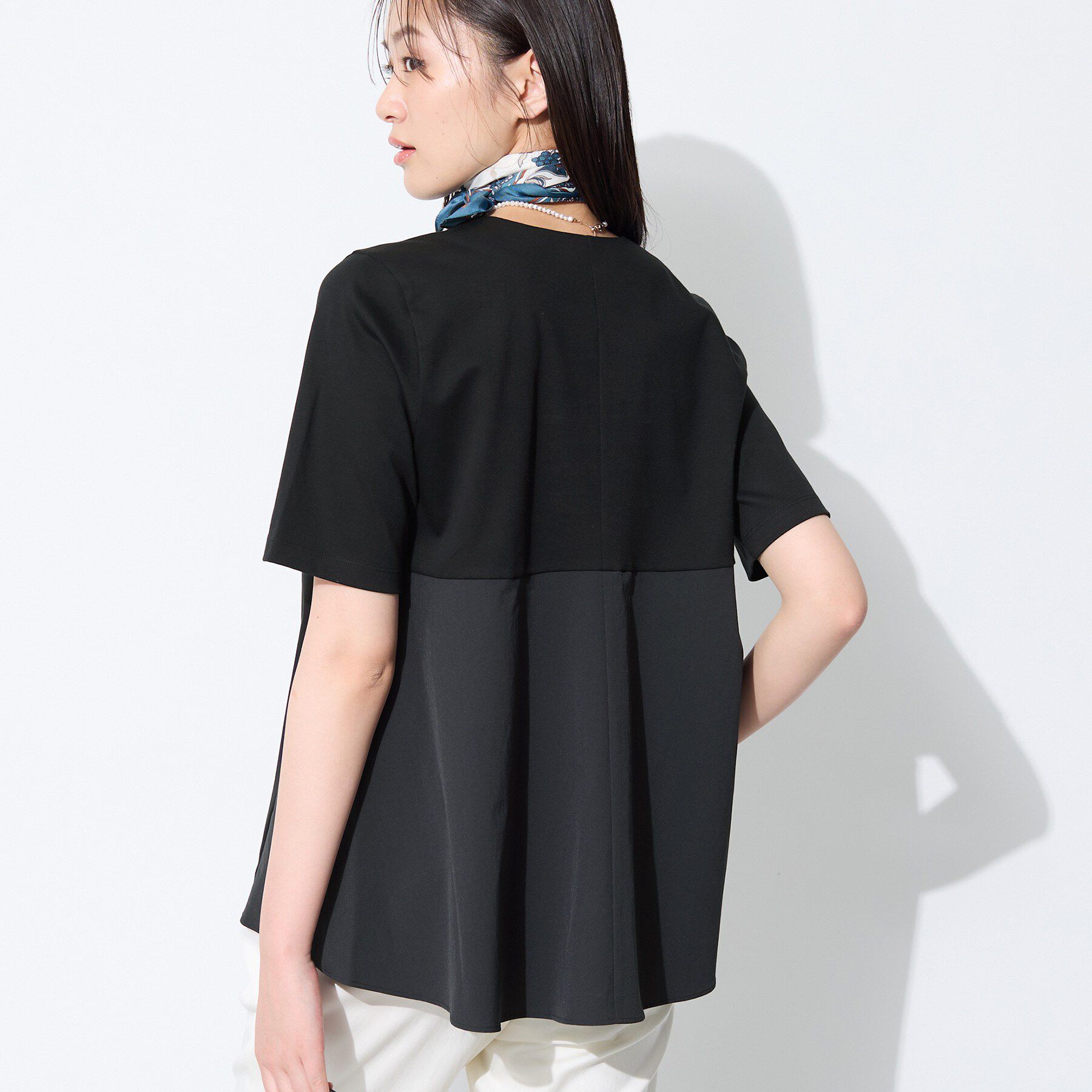 INDIVI「【バックシャン／洗える】ドッキングデザイントップス」|Tシャツ・カットソー|