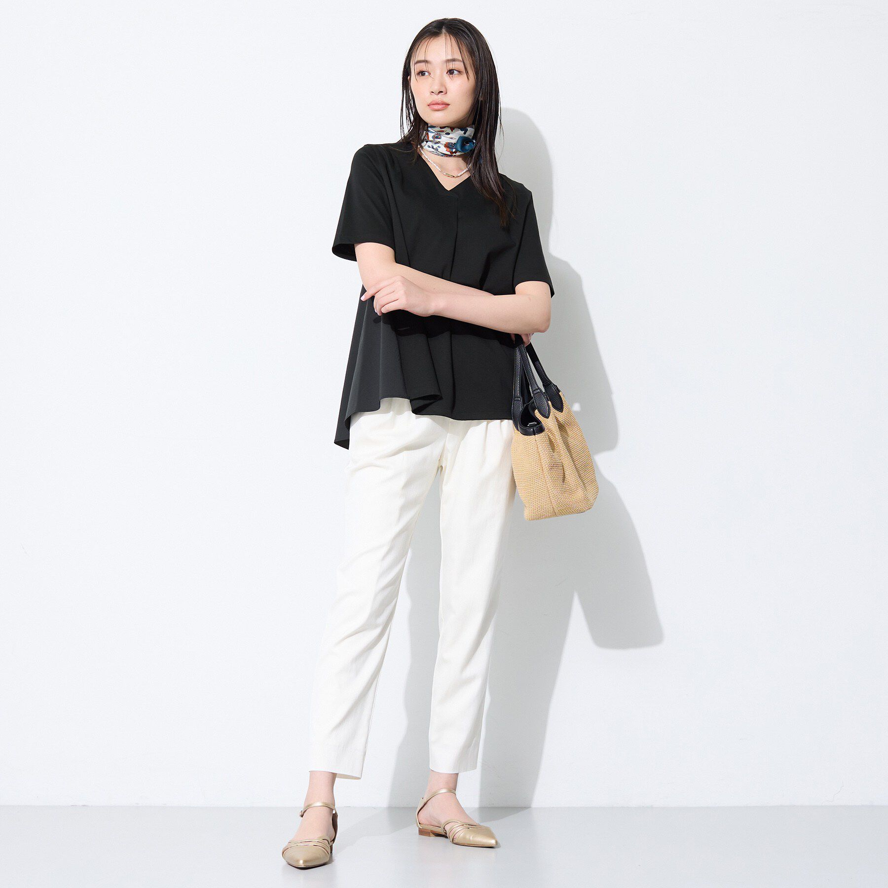 INDIVI「【バックシャン／洗える】ドッキングデザイントップス」|Tシャツ・カットソー|