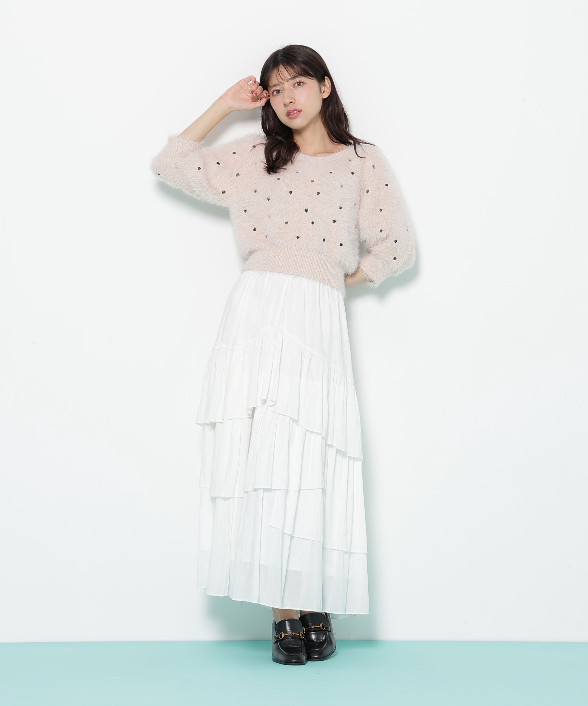  「ハート刺繍シャギーニット」|ニット・セーター|