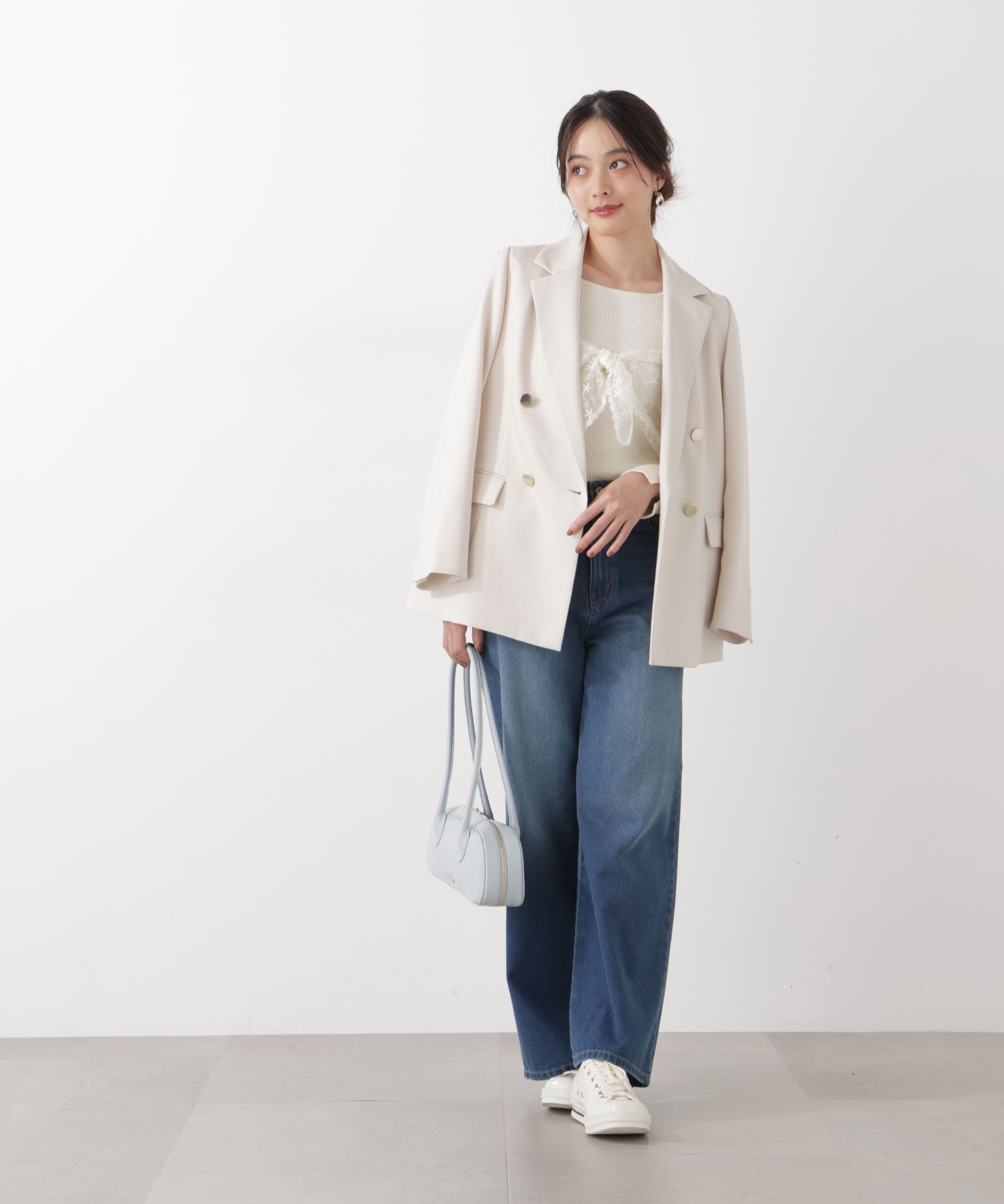 PROPORTION BODY DRESSING「《EDIT COLOGNE》レーススカーフ付きリブニット　26SS」|ニット・セーター|