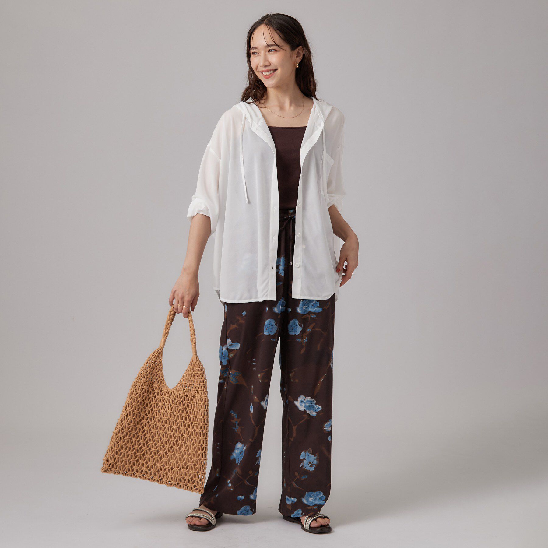 SHOO･LA･RUE「【洗濯機可/体型カバー】程よい透け感の ゆるシルエットシア―シャツ」|パーカー|