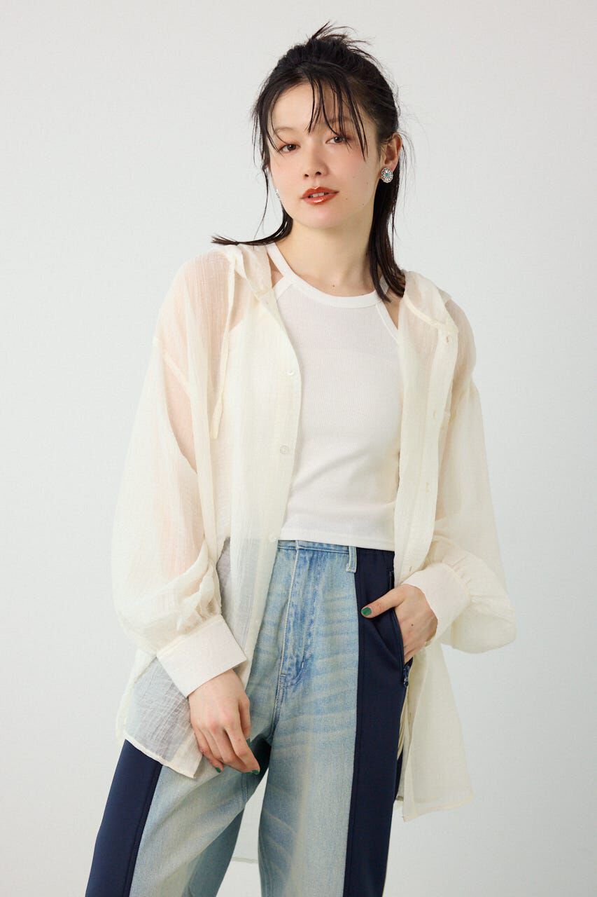 RODEO CROWNS「ワッシャーフーディーシャツ」|シャツ・ブラウス|O/WHT1