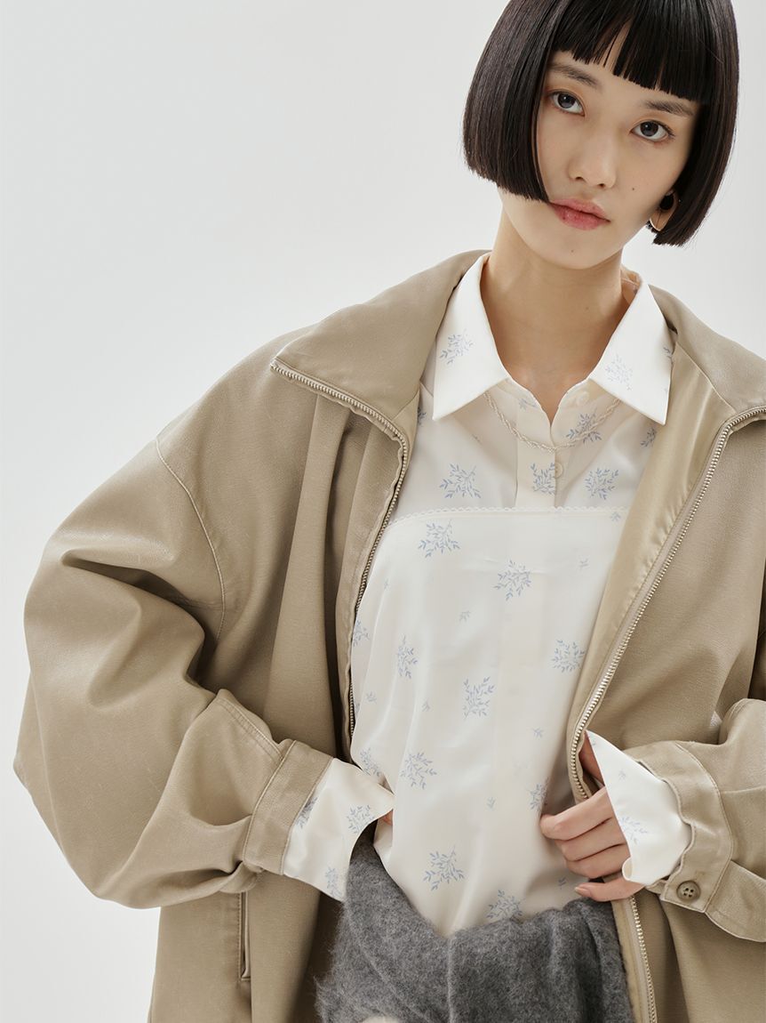 emmi atelier「ウォッシュドフェイクレザーブルゾン」|ブルゾン・スタジャン|