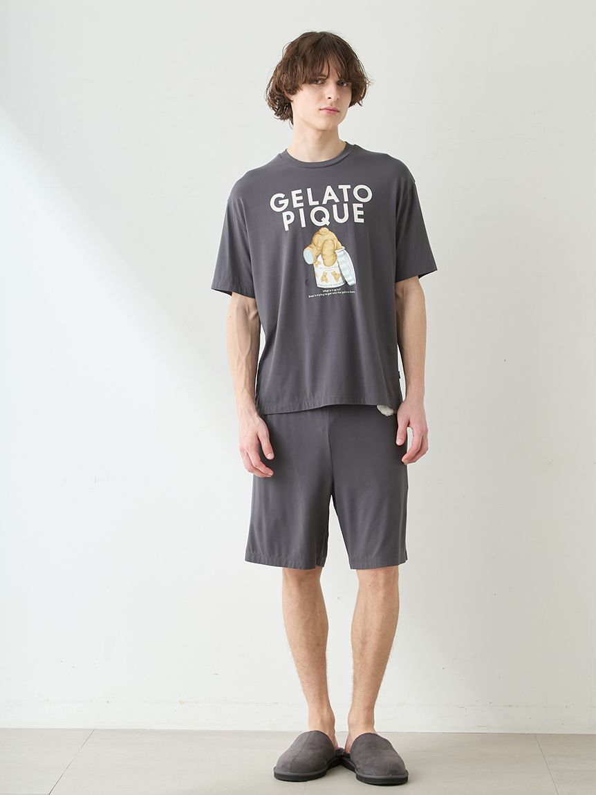 GELATO PIQUE HOMME「【ONLINE限定】【HOMME】【接触冷感】レーヨンジェラートベアプリントTシャツ&ハーフパンツセット」|ルームウェア|