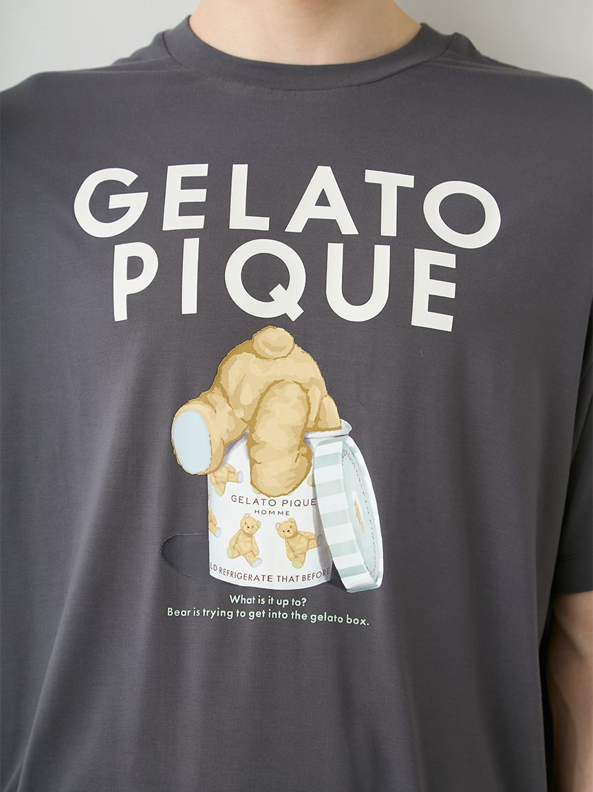 GELATO PIQUE HOMME「【ONLINE限定】【HOMME】【接触冷感】レーヨンジェラートベアプリントTシャツ&ハーフパンツセット」|ルームウェア|