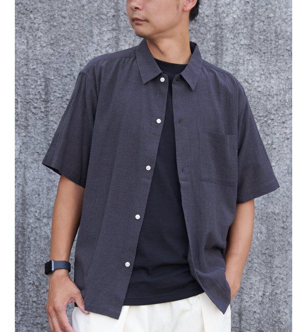 VENCE share style「シャンブレー半袖シャツ」|シャツ・ブラウス|チャコール
