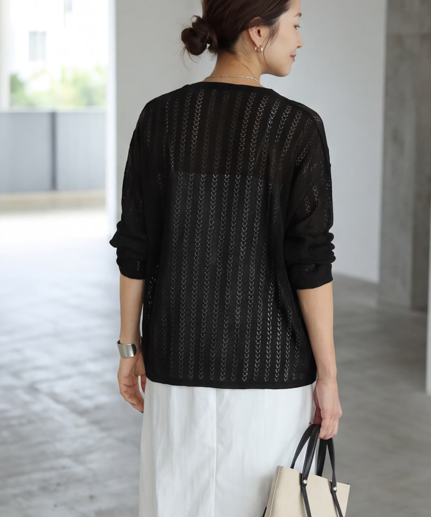 STYLE DELI「涼しいレーシィーストライプシアーニット」|Tシャツ・カットソー|