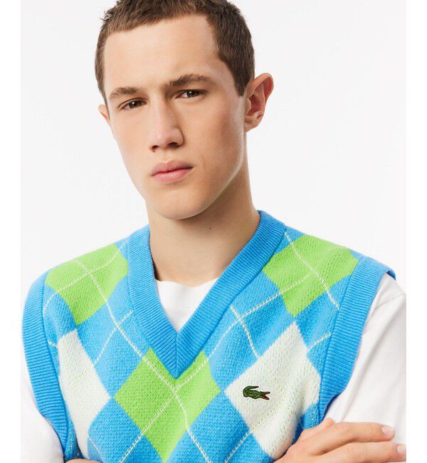 LACOSTE「エシカルニットアーガイルベスト」|ベスト・ジレ|