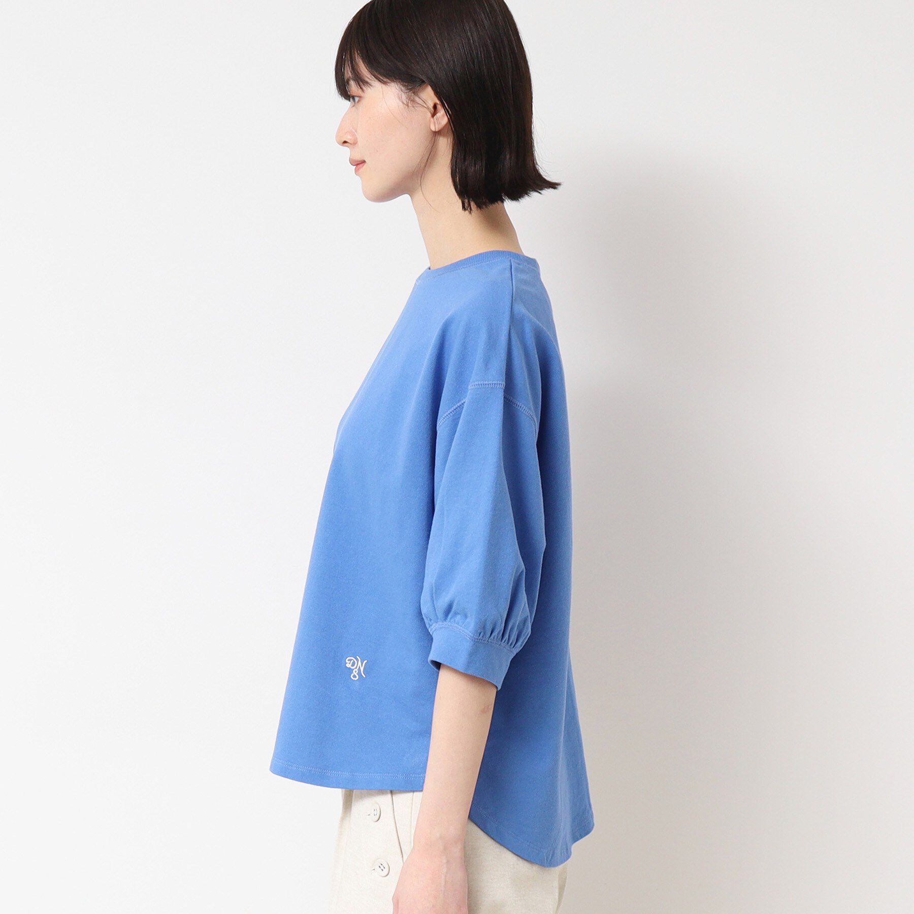 Dessin「【360度可愛い・洗える】バックヘンリーカットソー（5分袖/XS～L）」|Tシャツ・カットソー|